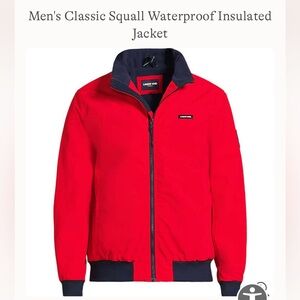 Mens LANDS END Vintage SQUALL Red Bright Cherry Waterproof Insulated Jacket XL